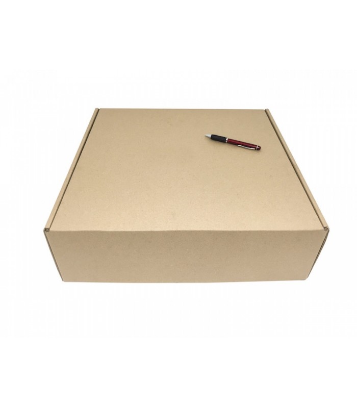 Caja de cartón troquelada de color marrón, Ecommerce 45.7x45.5x14.5, cerrada