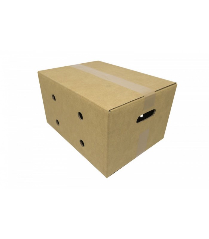 Caja de cartón para realizar envíos de fruta o verdura, cerrada