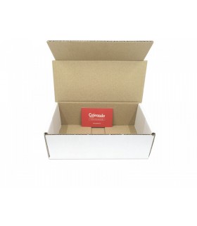 Caja de cartón troquelada de color blanco, Ecommerce 21x10x7