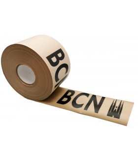 Papel engomado kraft personalizado con impresión a 1 color.