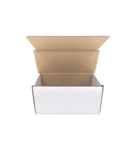 Caja de cartón troquelada de color blanco, Ecommerce 21x10x11