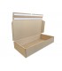 Caja troquelada automontable de envío con retorno boomerang, medidas 72x35x13 cm. Imagen lateral abierta