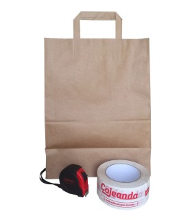 Bolsas Papel Kraft asa plana 27 x 15 x 36 marrón con referencias