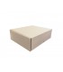 Caja troquelada automontable de envío con retorno boomerang, medidas 42x34x13 cm. Imagen lateral cerrada