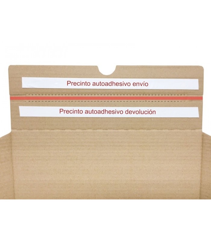 Caja de cartón automontable de doble envío, boomerang 35x25x13, parte adhesiva
