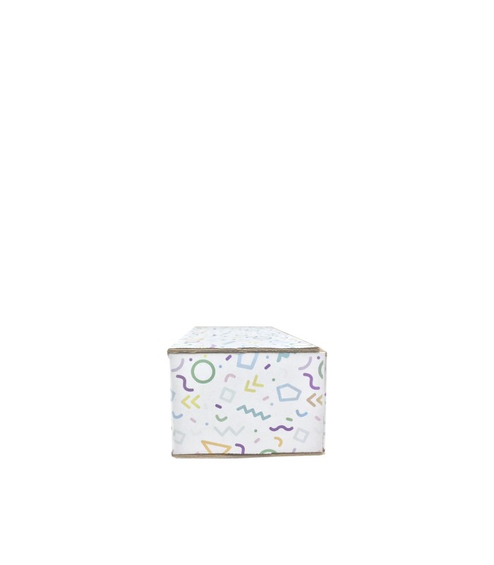 Caja troquelada Ecommerce Blanca 21x10x7 impresa (fiesta) lateral cerrada