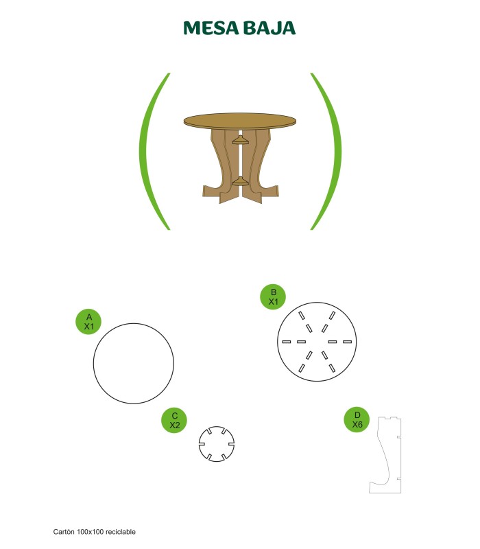 Mesa baja de cartón