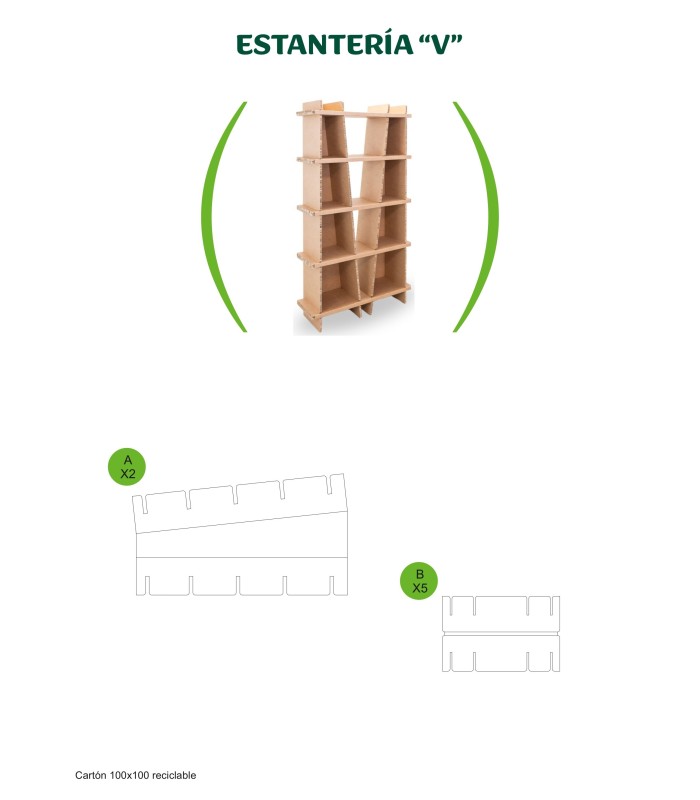 Estantería "V" de cartón