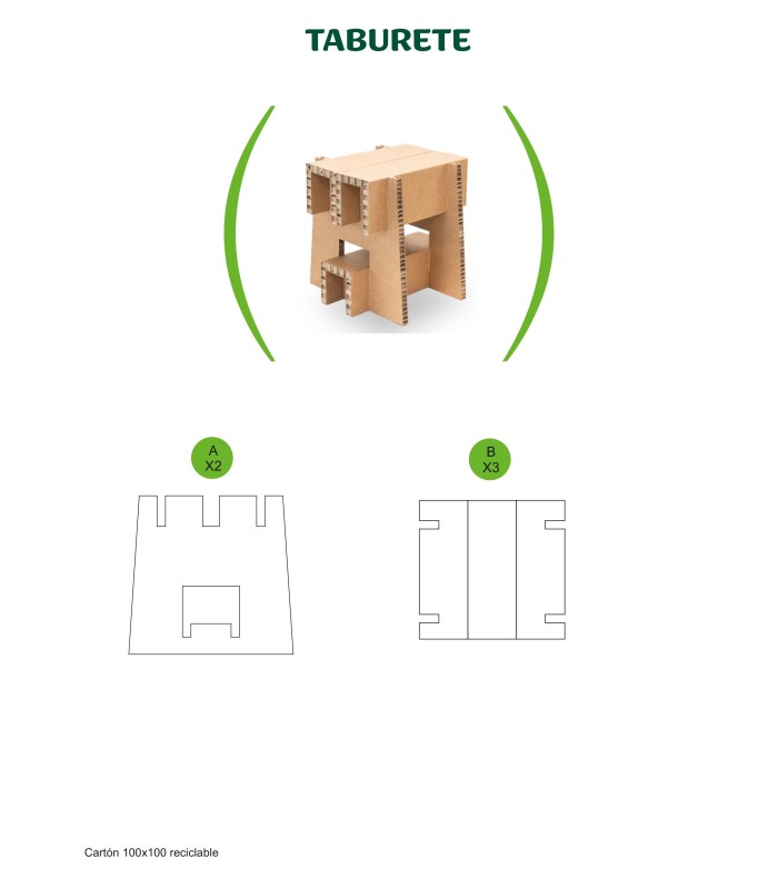 Pack 2 taburetes de cartón