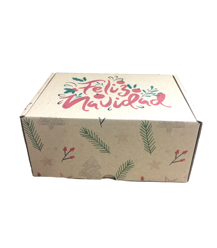Caja troquelada Ecommerce 21,6x15,3x10 impresa (feliz navidad)