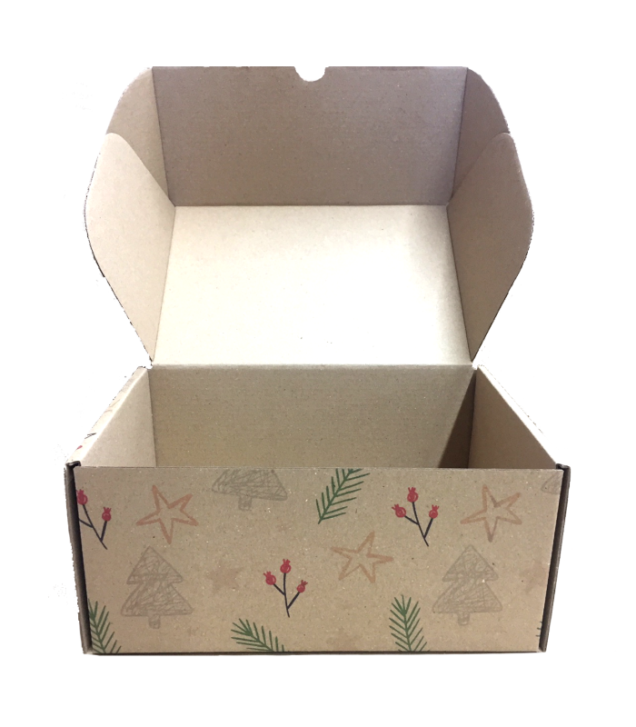 Caja troquelada Ecommerce 21,6x15,3x10 impresa (feliz navidad)