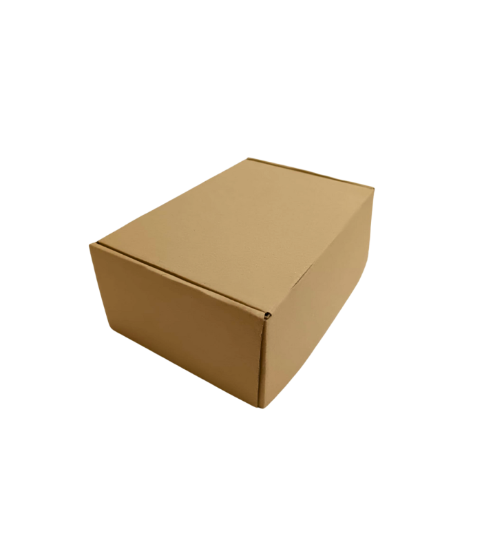 Caja de cartón troquelada de color marrón, Ecommerce 23x15x9 cerrada