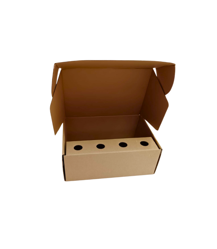Caja de cartón troquelada de color marrón, Ecommerce 23x15x9 abierta