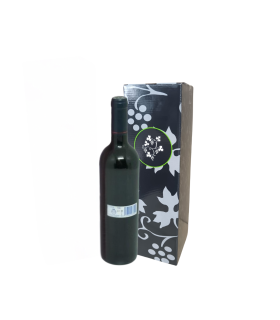 Caja 1 botella, microcanal de color negro con motivos vegetales
