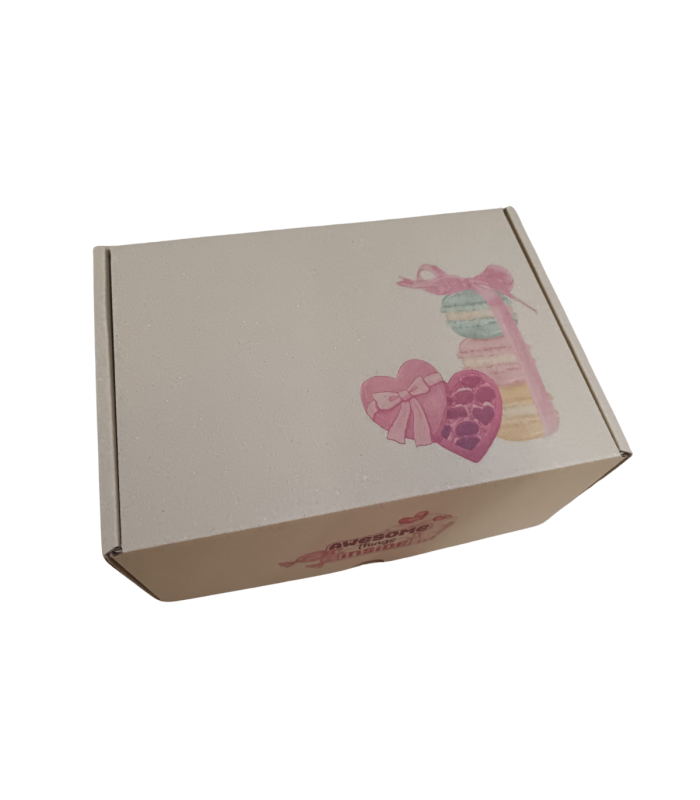 Caja troquelada Ecommerce 21,6x15,3x10 impresa (dulces) arriba