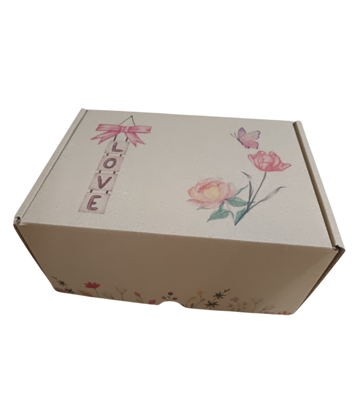 Caja troquelada Ecommerce 21,6x15,3x10 impresa flores