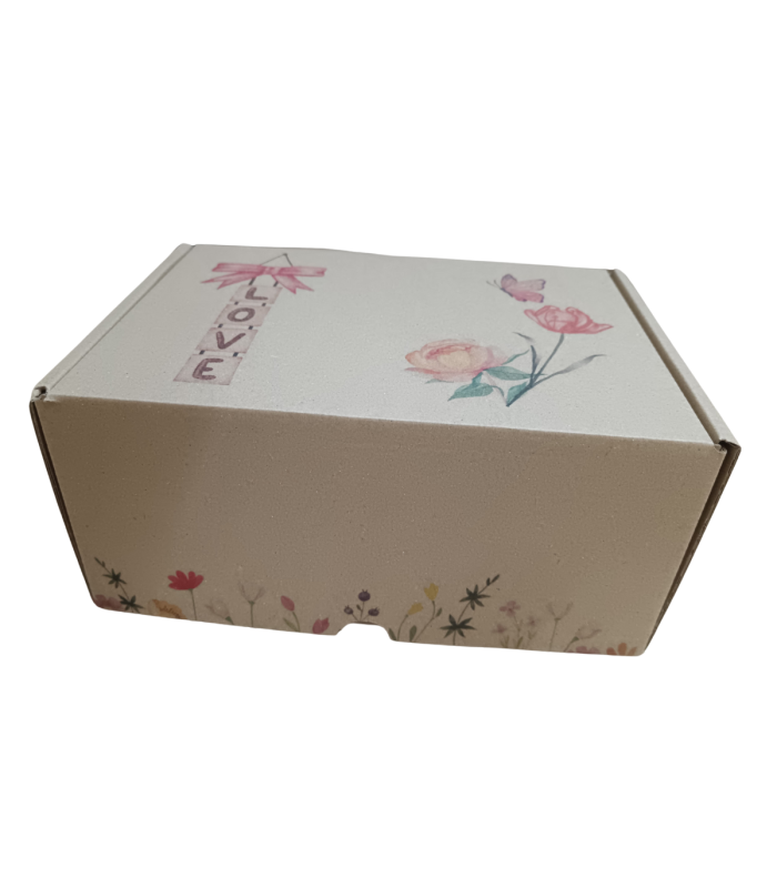 Caja troquelada Ecommerce 21,6x15,3x10 impresa (floral) frontal