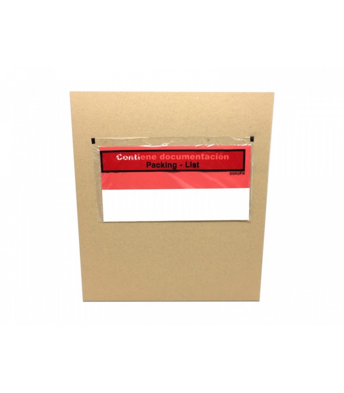 Caja de 250 sobres packing list porta-documentos de medida 24x12cm, utilización