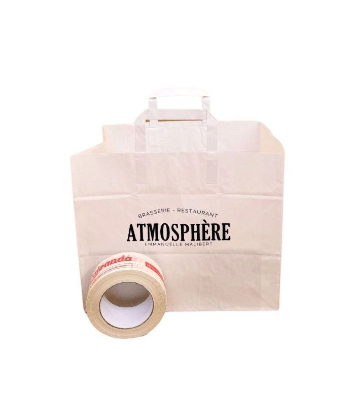 32x21x26 cm bolsa blanca de papel kraft de frente