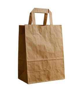 Bolsa de papael kraft marrón con asa plana 28x20x35 cm