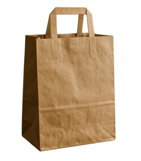 Pack de bolsas de papel kraft  28x17x29 cm asa plana