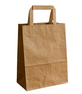 Bolsa de papel kraft marron con asa plana 22x10x28 cm