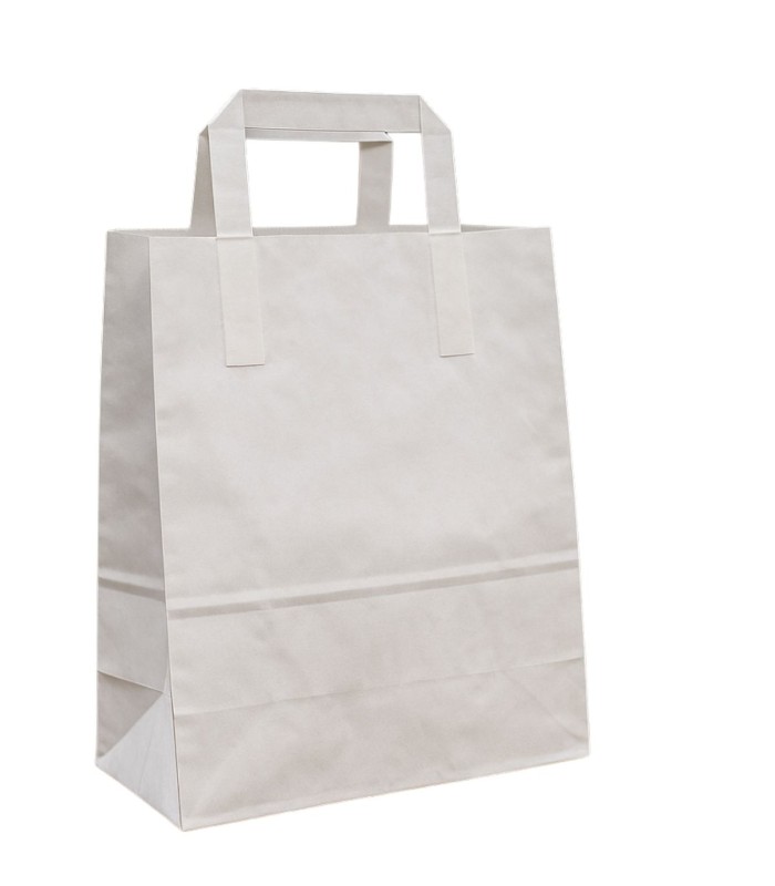 Bolsa de papael blanca 22x10x28 cm asa plana