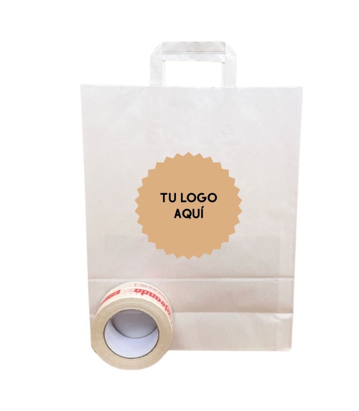 bolsa blanca impresa 32x12x41