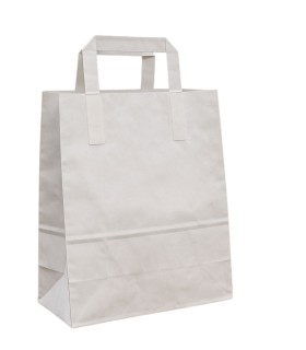 Bolsa de papael blanca 30x18x29 cm asa rizada