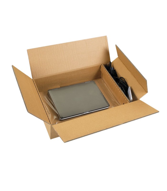 Caja de cartón para portátiles 13" a 15" con protección interna