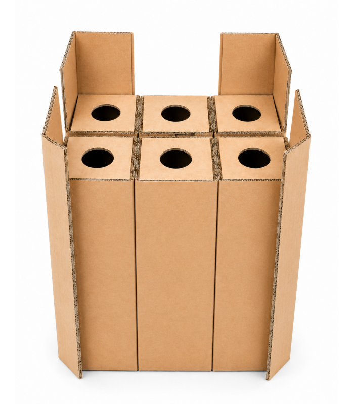 Caja para enviar 6 botellas de vino con celdas de protección