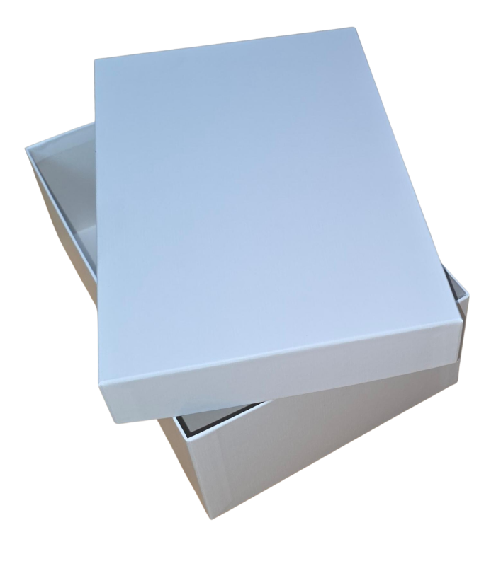 Caja de cartón de tapa y fondo 29x13x10 cm blanco (Pack 12 unidades)