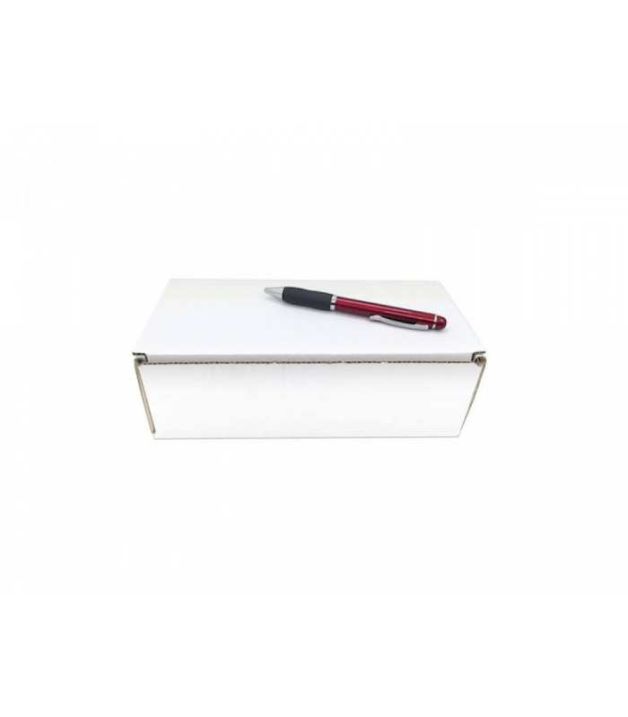 Caja de cartón troquelada de color blanco, Ecommerce 21x10x7, cerrada