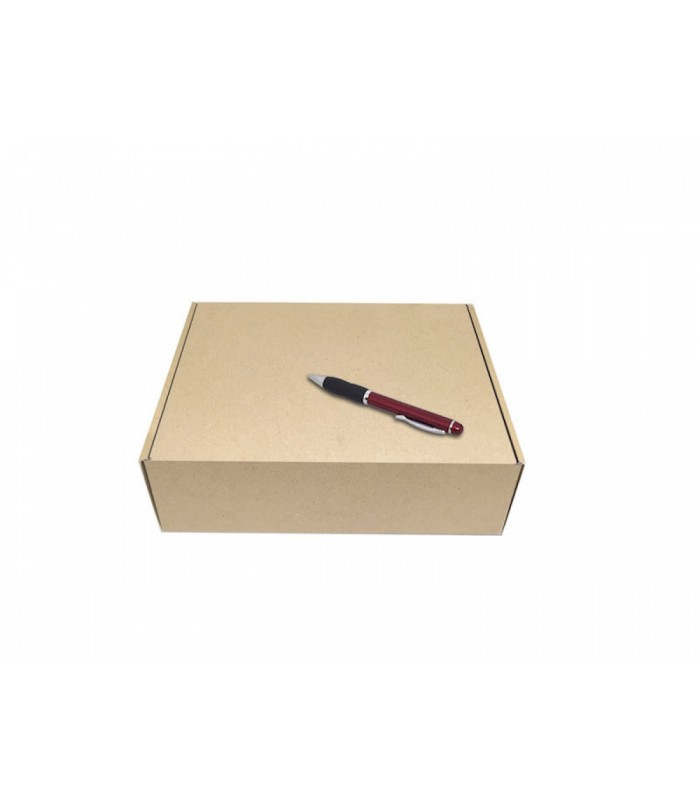 Caja de cartón troquelada de color marrón, Ecommerce 26x21x8, cerrada