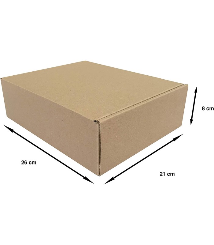 Caja Ecommerce kraft 26 x 21 x 8 cm para libros y ropa ligera