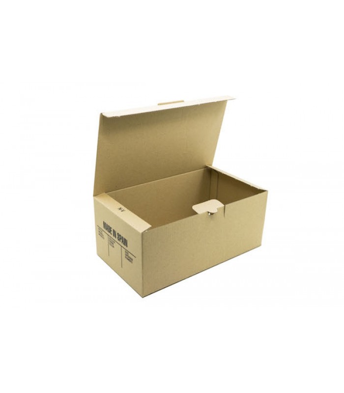 Caja de cartón automontable para zapatos de niña.