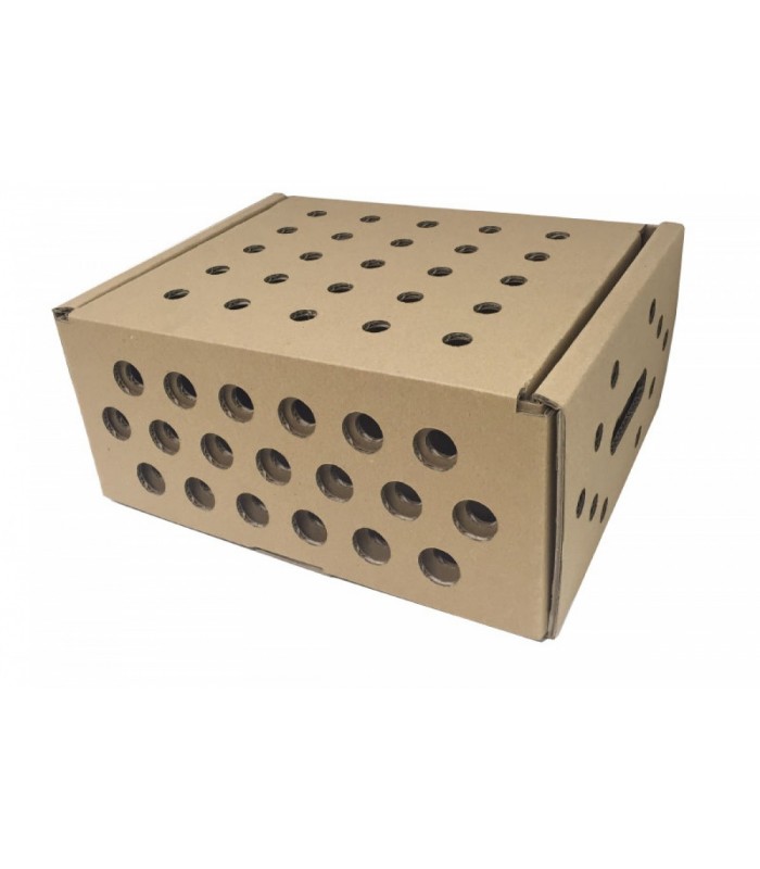 Caja de cartón para pequeños animales, cerrada