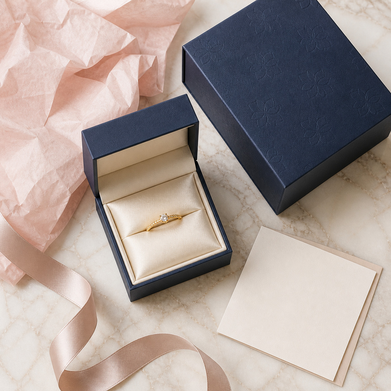 Packaging de lujo para joyería con interior de terciopelo y cierre imantado